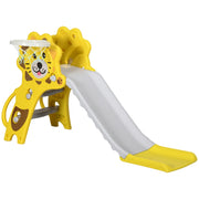 Scivolo per Bambini 18-36 Mesi con Canestro da Basket Laterale in PE, 131x50x74 cm, Giallo e Grigio