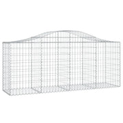 Cesto gabbione recinzione a gabbia muro di contenimento ad arco 200 x 50 x 80/100 cm ferro zincato argento 02_0040048