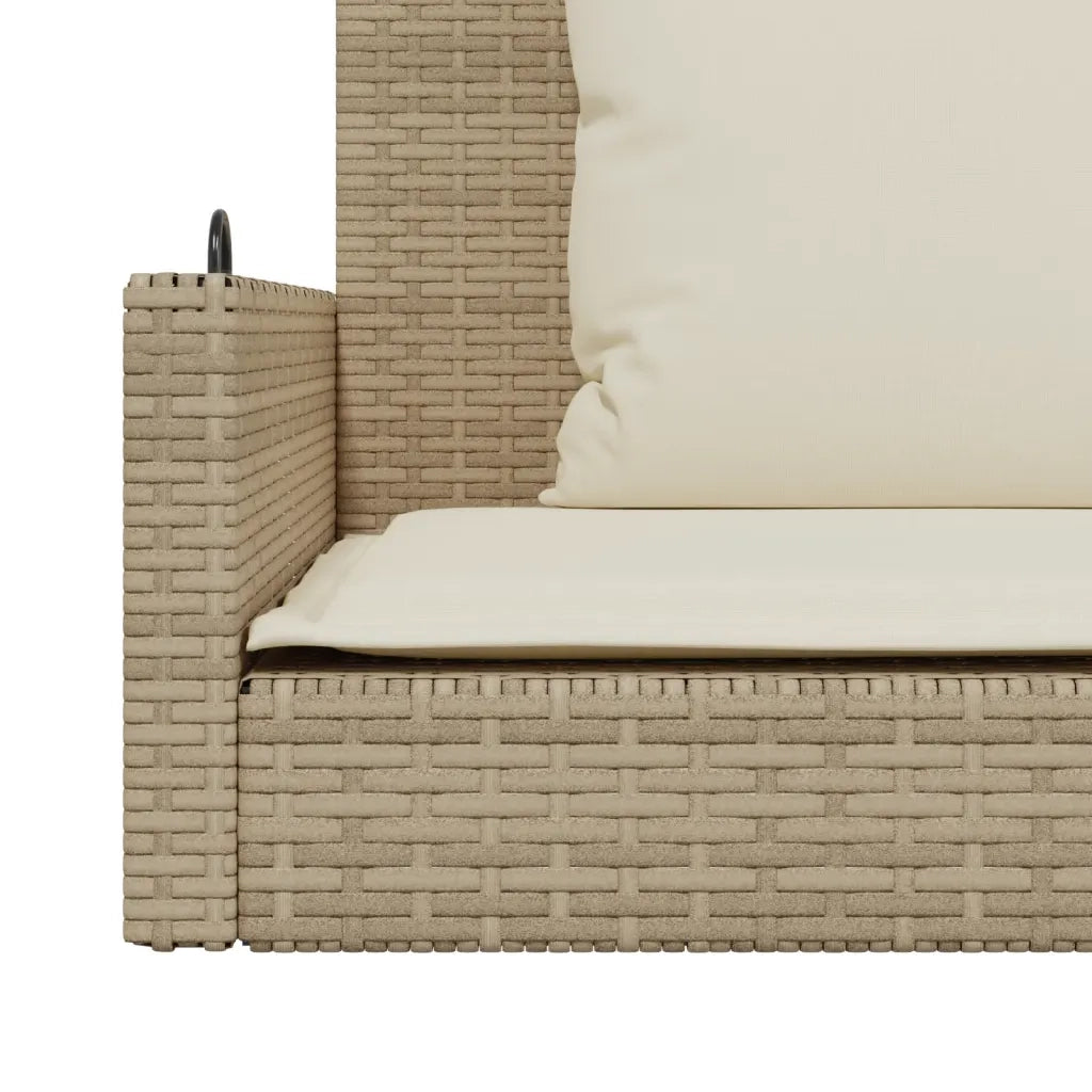 Panca da Giardino | Panchina a Dondolo con Cuscini Beige 119x56x48 cm in Polyrattan