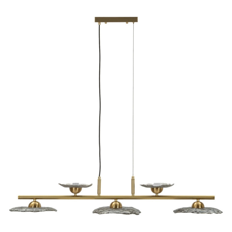 Lampadelle Ario Emily 5 Luci Vetro Grigio cm 100x24x18