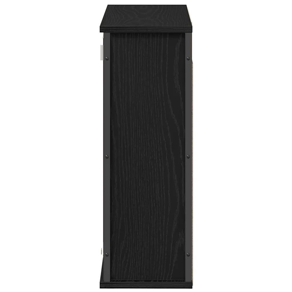Pensile da Bagno con Specchio-Mobile bagno con specchio Rovere Nero 60x21x60 cm