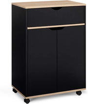 Credenza COSY con cassetto in legno nero e ripiani in faggio L.60 CM
