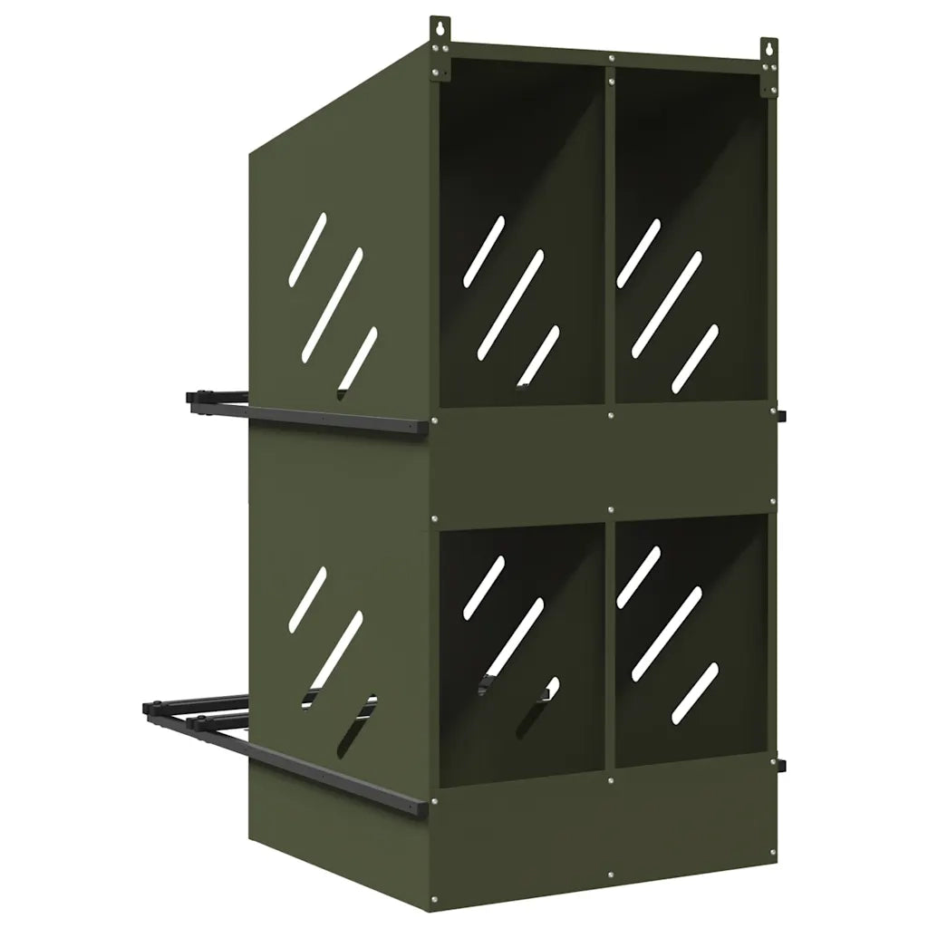 Nido per Polli con 4 Scomparti in Metallo Verde Oliva CFW4683158