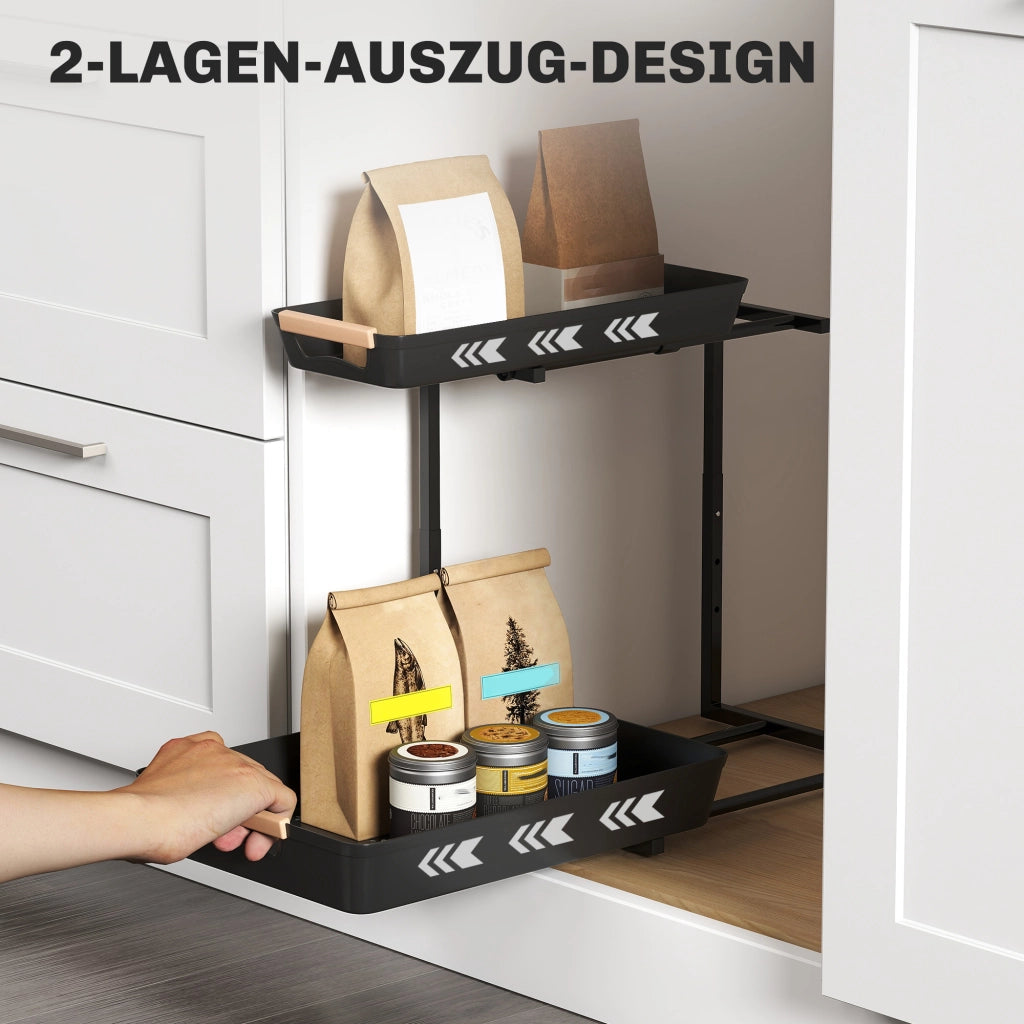 Mobile da cucina regolabile in altezza con 2 cestini ¨C zephmum ¨C 40x30x33.5-42 cm