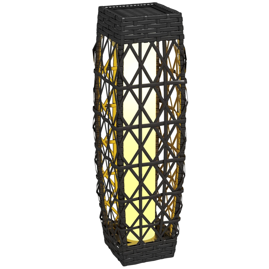 Lampada da Esterno in Rattan Sintetico con Luci LED ¨C zephmum ¨C Grigio 20x20x68 cm
