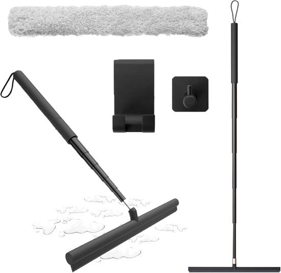 Pulitore di vetro per bagno e doccia con maniglia telescopica 120 cm - Pulitore facile da usare per bagno, doccia e specchio