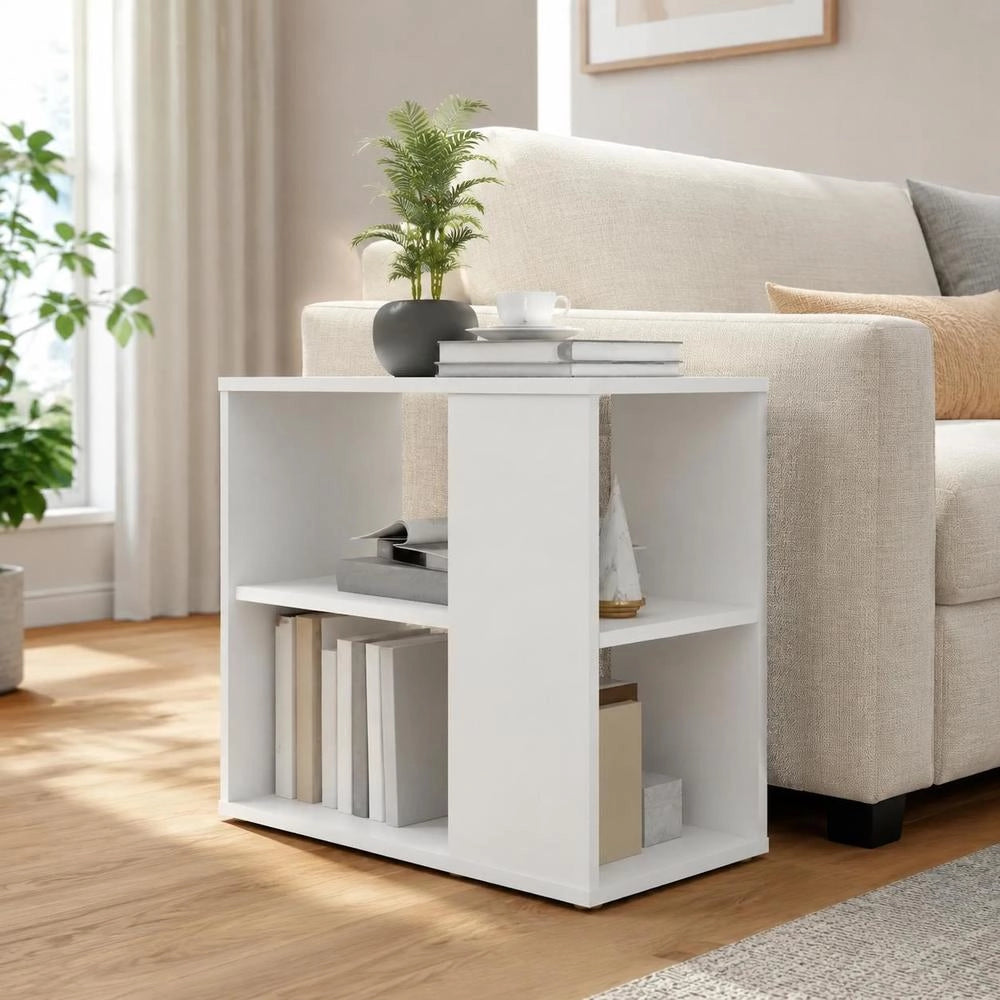 Side Table White 60x30x50 Cm Wood Material