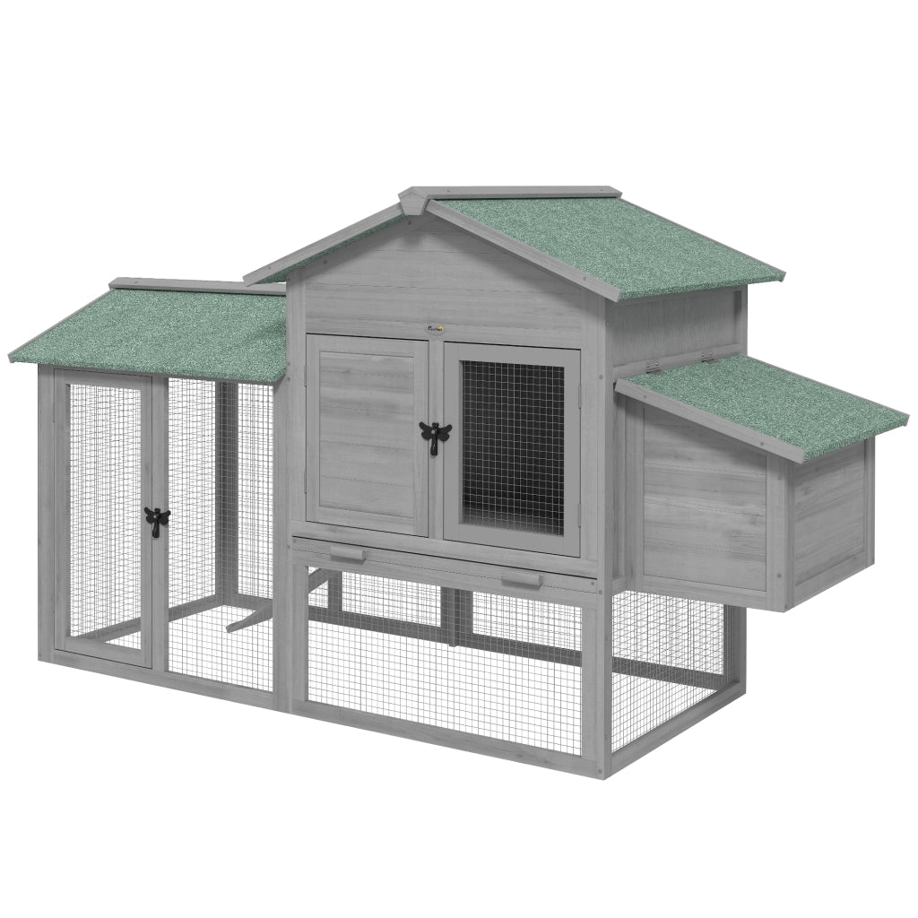 Pollaiolo Casa per Galline con Recinto ¨C zephmum ¨C Grigio Legno 168x75x103cm