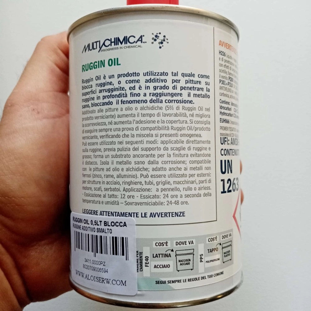 Ruggin oil 500ml blocca ruggine additivo anticorrosivo trasparente per vernice