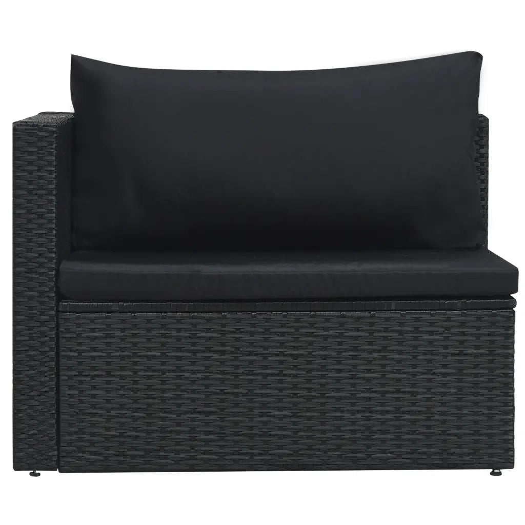 Set Divani da Giardino 5 pz con Cuscini in Polyrattan Nero 47813