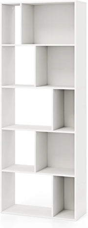 Libreria in legno a 5 livelli, scaffale portaoggetti con 10 scomparti aperti, 2 kit antiribaltamento, ripiano da pavimento, per soggiorno, ufficio, camera da letto
