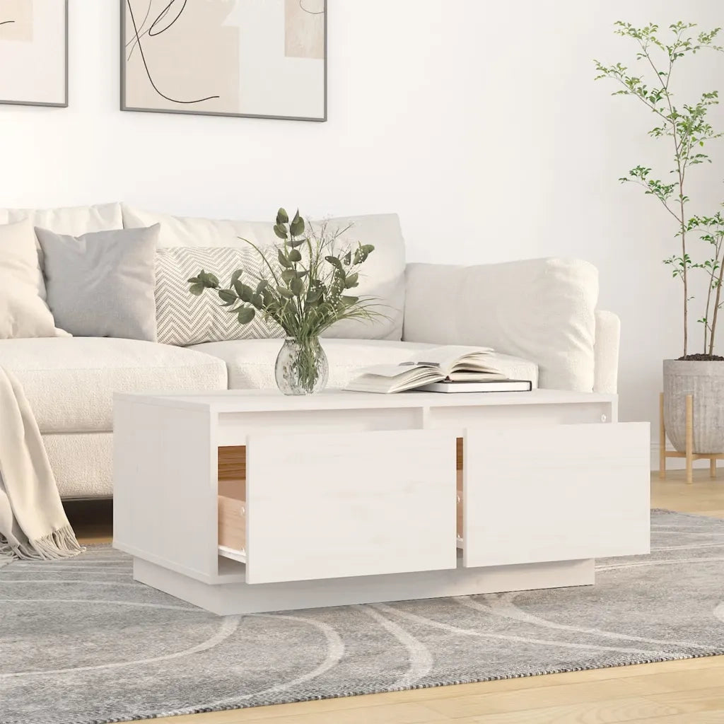 Tavolino da salotto | Tavolino da caff¨¨ | Tavolino da Soggiorno Bianco 80x50x35 cm Legno Massello di Pino