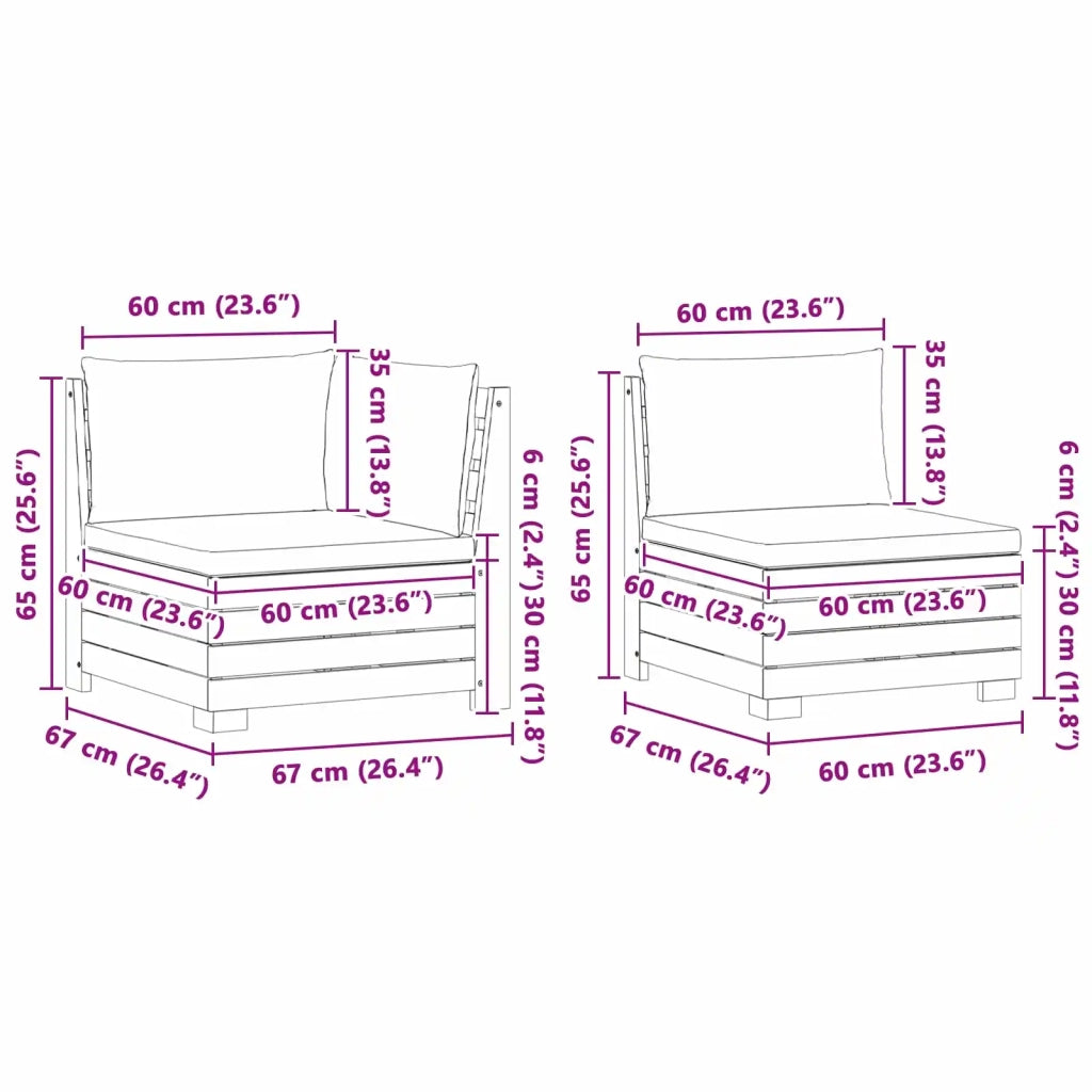 Set Lounge da Giardino 2 Pezzo Marrone Legno di Acacia Massello 42022432