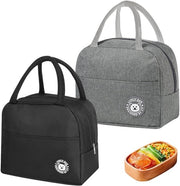 Set da 2 pezzi di piccola valigetta per picnic 7L, con rivestimento isolante e con copertura di pellicola, valigetta termica nera e grigia, portatile, valigetta per picnic pieghevole e compatta