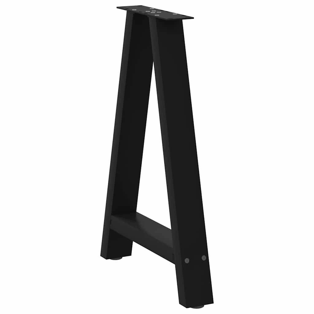 Set di 2 gambe per tavolo da pranzo a forma di A 50 x 72 cm design moderno stabilizzatori regolabili in acciaio nero 02_0057123