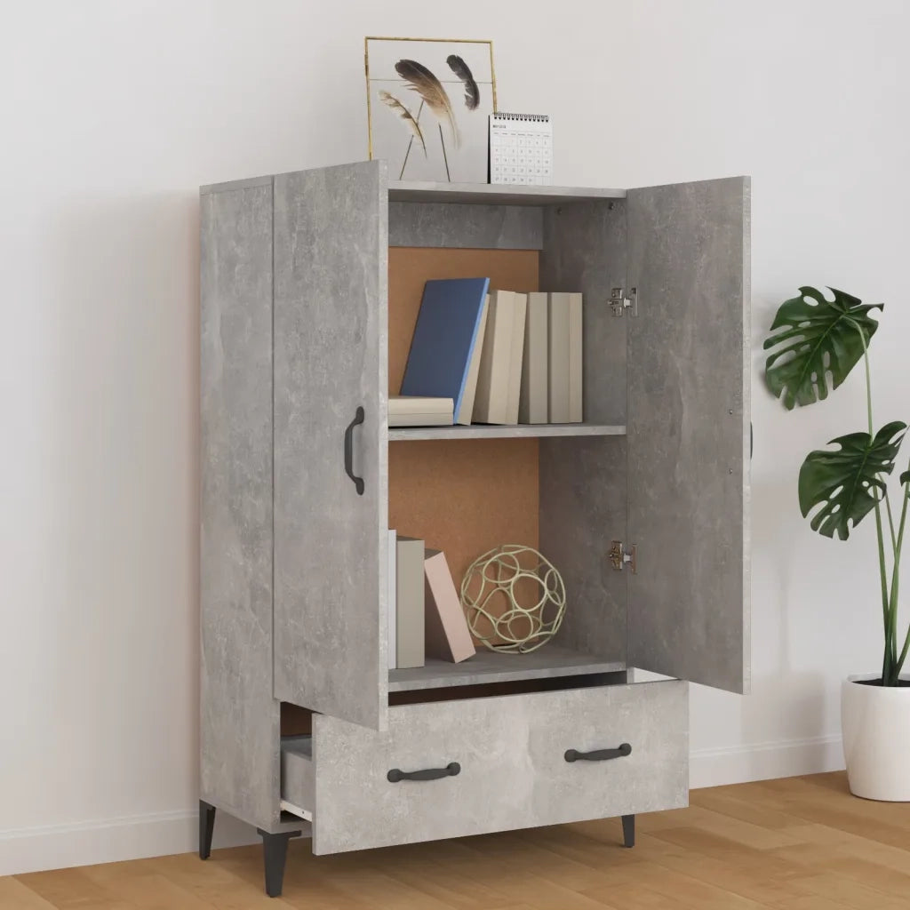 Credenza Grigio Cemento 70x31x115 cm in Legno Multistrato 812541