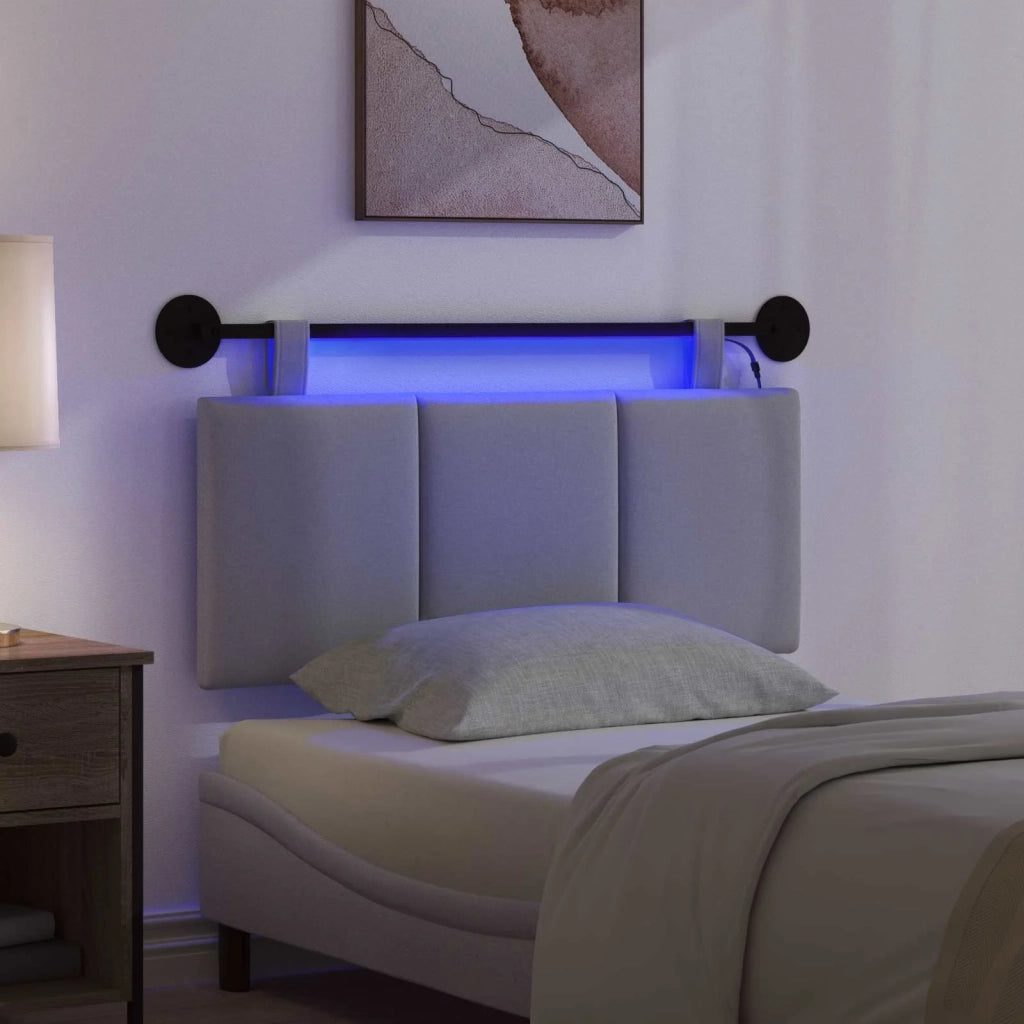 Testiera sospesa Con luce LED Grigio Chiaro Tessuto