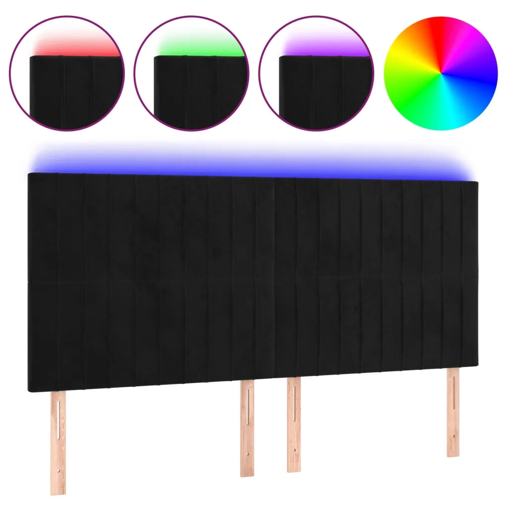 Testiera | Testata a LED Nera 200x5x118/128cm in Velluto