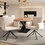 Set 6 Sedie da Pranzo Girevoli Imbottite ¨C MINIMAL ¨C Metallo, Tessuto Lino, Beige