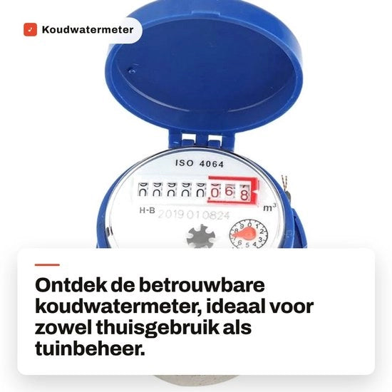 Misuratore di acqua fredda 15 mm - Accessori per uso domestico e giardino - Flusso nominale 1,5 - Valore massimo 99999 - Temperatura dell'acqua 0-40 °C - Peso 697 g - Misuratore di acqua