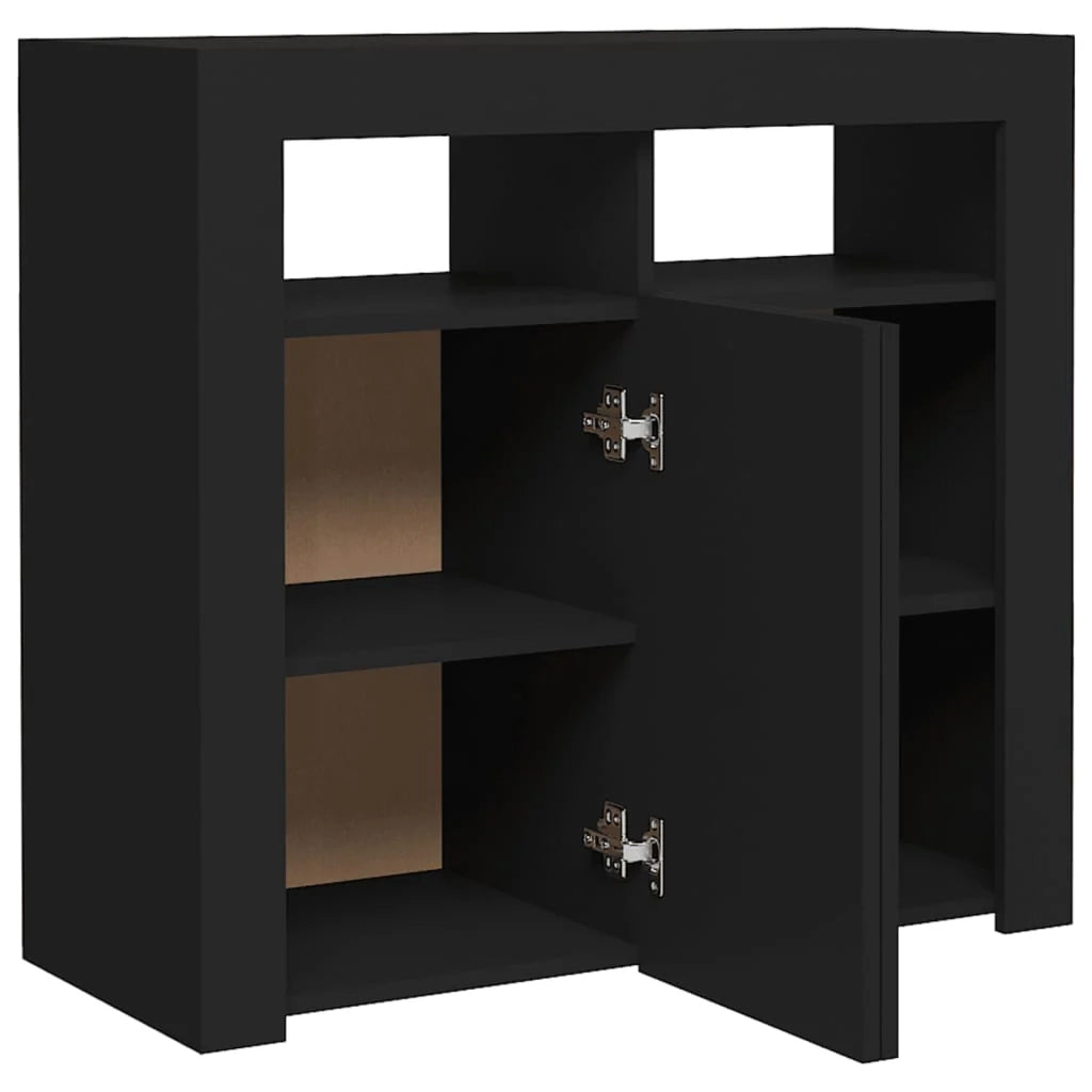 Buffet credenza cassettiera armadio mobile contenitore organizer per cucina soggiorno salotto con luci LED 80 x 35 x 75 cm nero 02_0030044