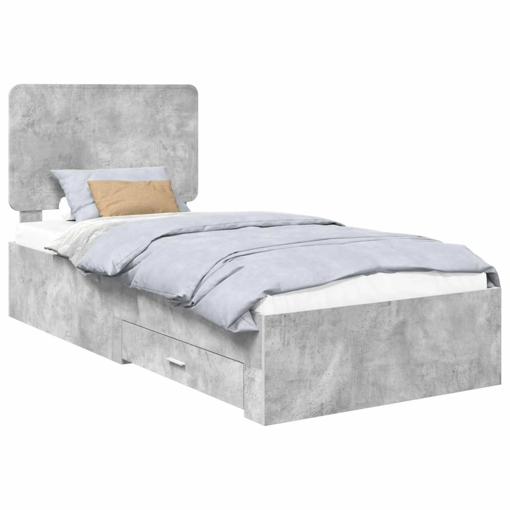 Struttura del letto con testiera-Giroletto con Testiera Grigio cemento 100 x 200 cm 716583