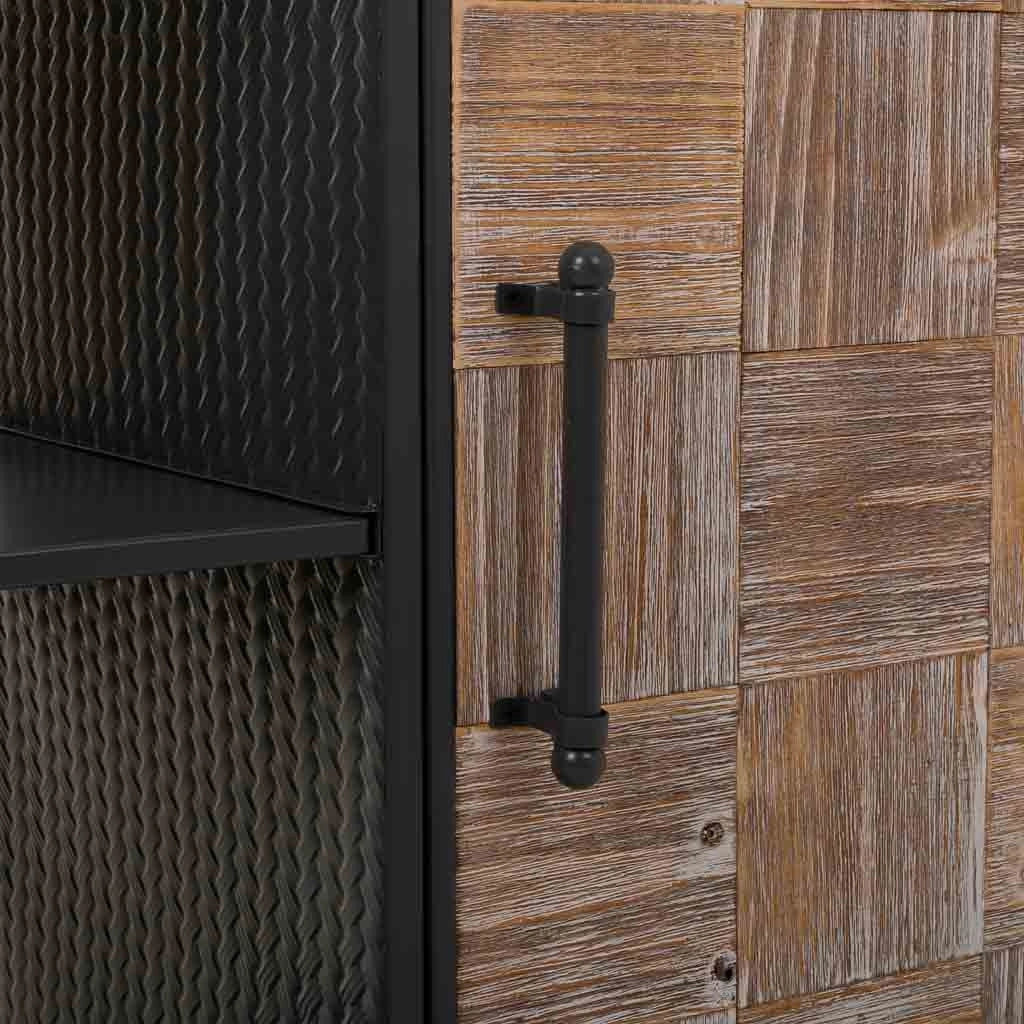 Scaffale portabottiglie con ruote in legno e metallo grigio 100x40x83,5h
