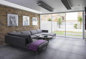 Stufa Elettrica ad Infrarossi 211x20,1x5,8 cm da Soffitto 3200W in Alluminio Dimmerabile Moel Hot-Top Nera