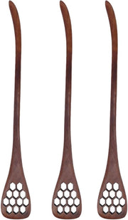 Set di 3 Spiedini in Legno con Maniglie Gravate per Mescolare e Servire Miele - Ideale per l'Uso Casa e Ristorante - Adatto per la Cucina - Verniciatura a Smalto