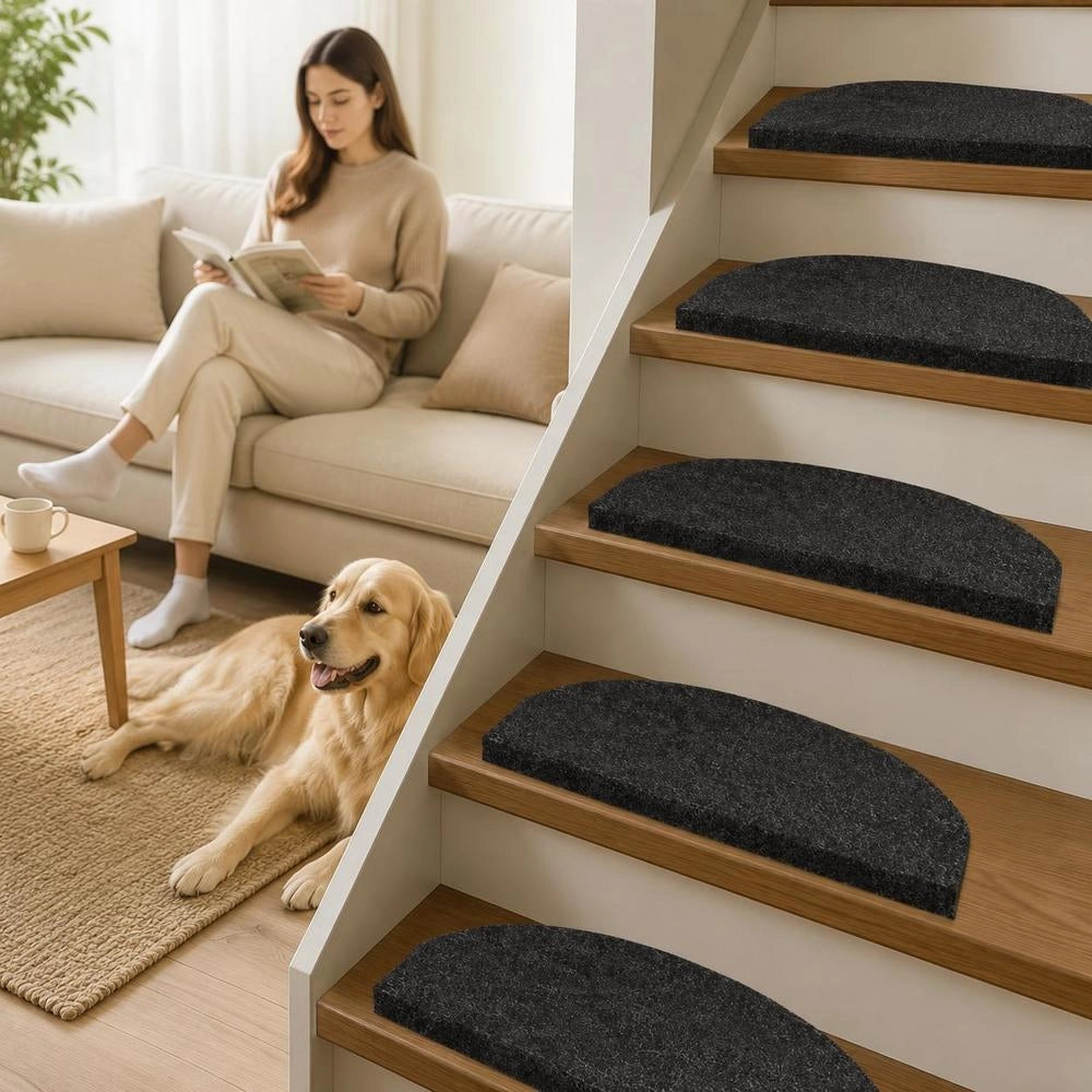 Self-adhesive Stair Treads, 15 Pieces, 56x17x3 Cm, Black