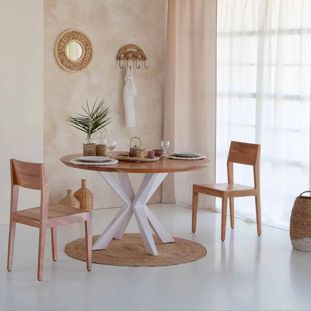 Tavolo da pranzo Swiss Edge gamba a ragno svizzera in legno D130x77