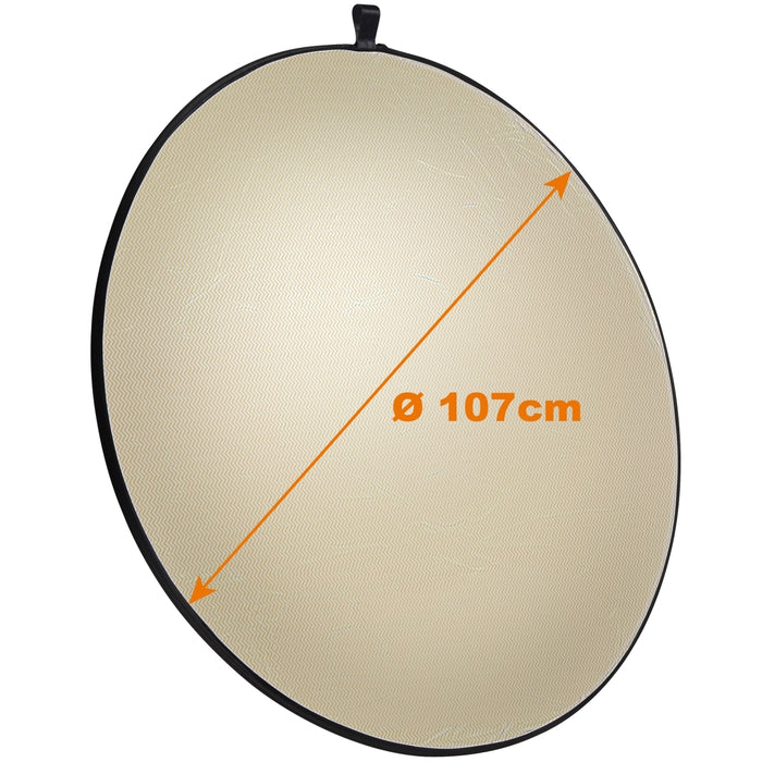 Set 5-in-1 di riflettori fotografici - Ø 1070 mm - wavy gold argento bianco nero trasparente incl. borsa di trasporto - Pannello riflettente pieghevole per fotografia ritratto prodotto