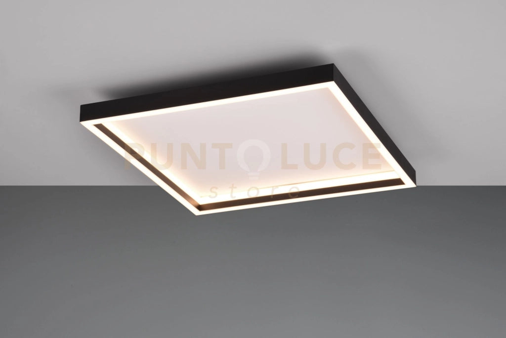 ROTONDA PLAFONIERA LED 20W 2600lm, 3000K QUADRATA BORDO METALLO NERO 35CM X 35CM