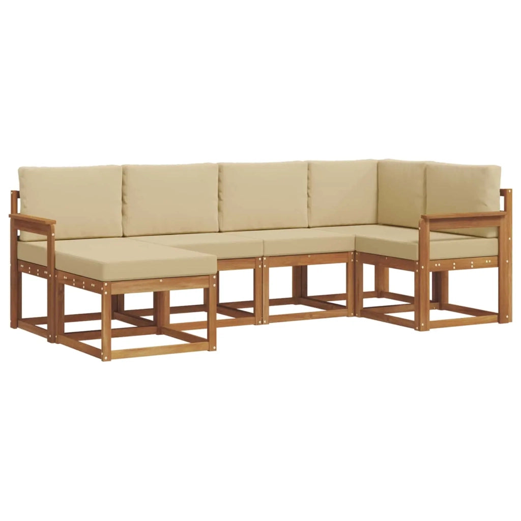 Set di divani da esterno con cuscino 6 pcs Naturale e Beige 3366631