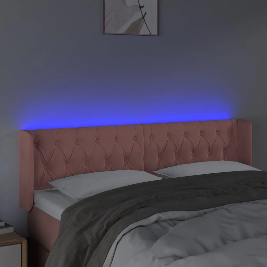 Testiera a LED Rosa 163x16x78/88 cm in Velluto 3123631