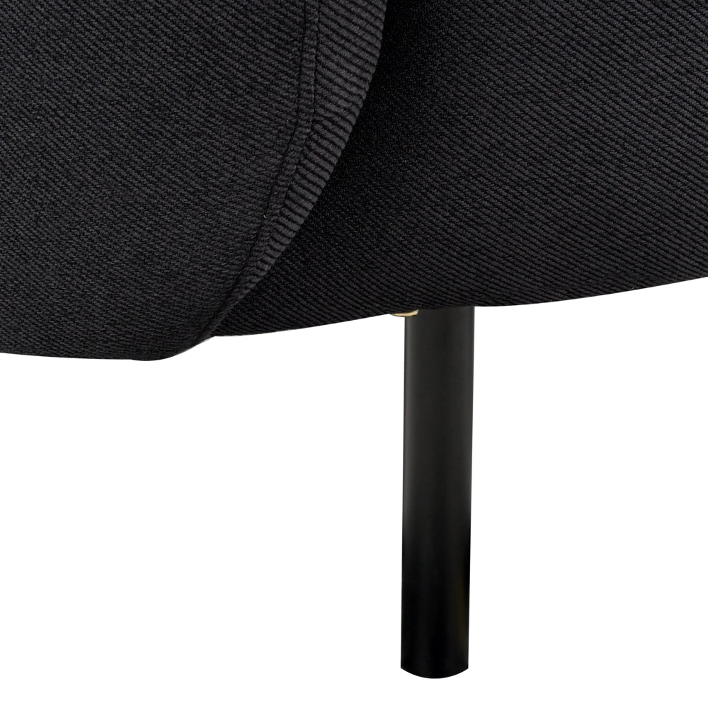 Divano 2 posti in poliestere nero con gambe nere stile glamour retrò soggiorno