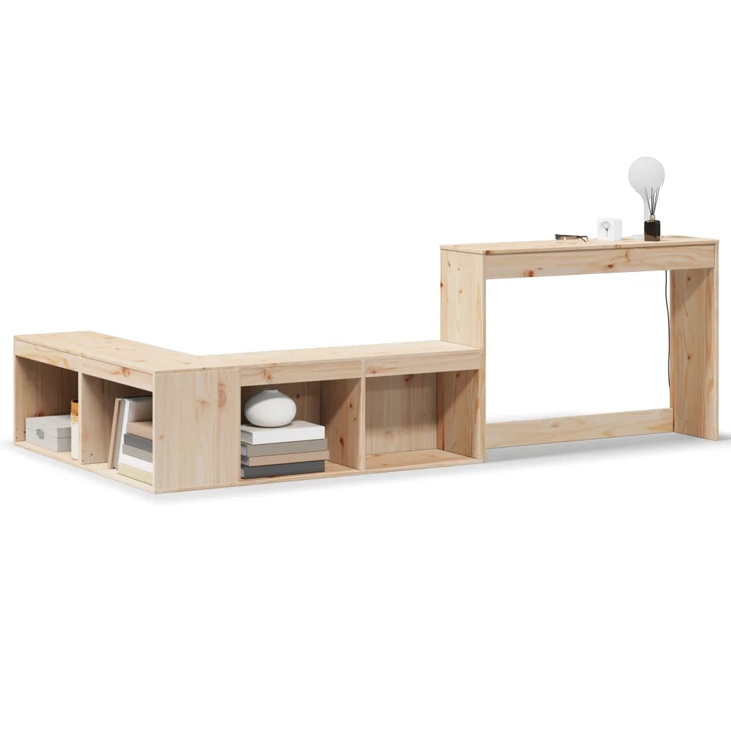 Comodino | Armadio da Notte | Mobiletto da notte con Scrivania 232x122x75 cm in Legno Massello di Pino