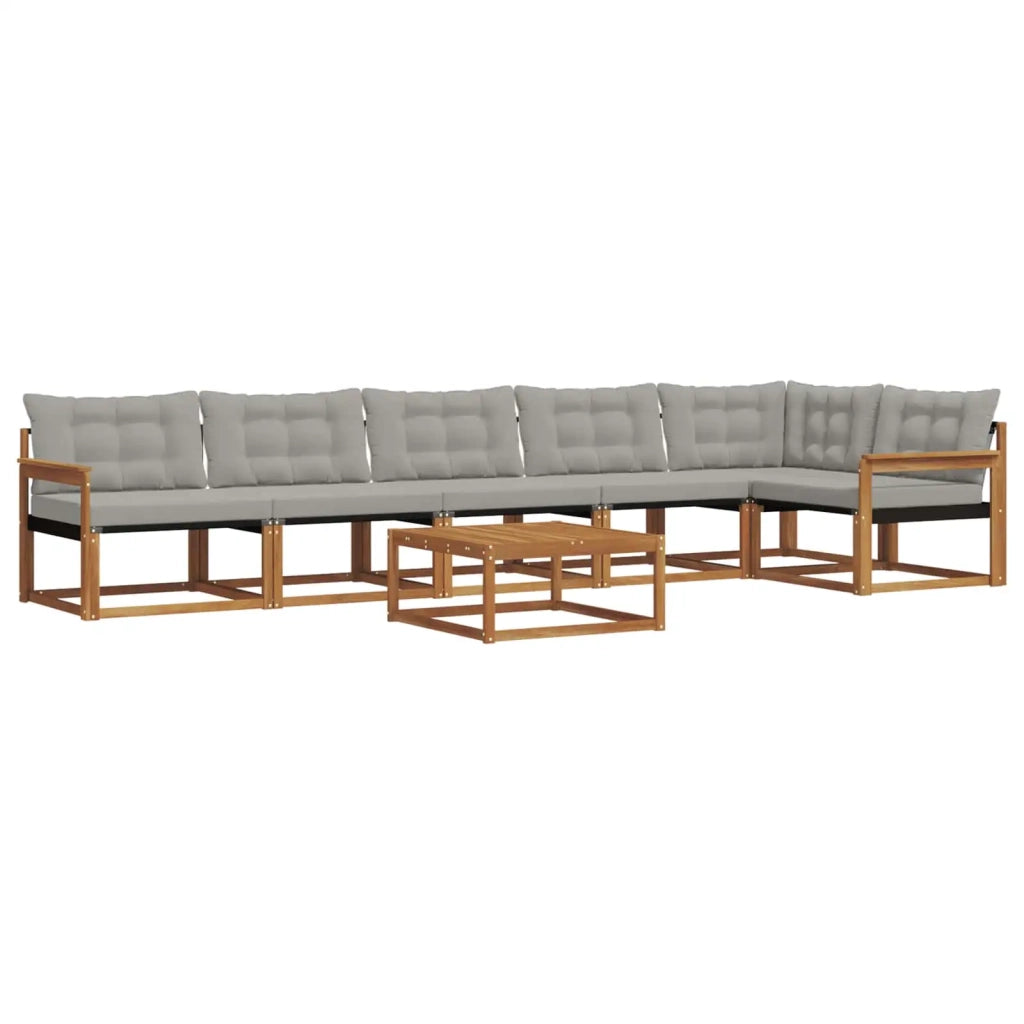 Set di divani da esterno 7 pcs Grigio Naturale e Chiaro