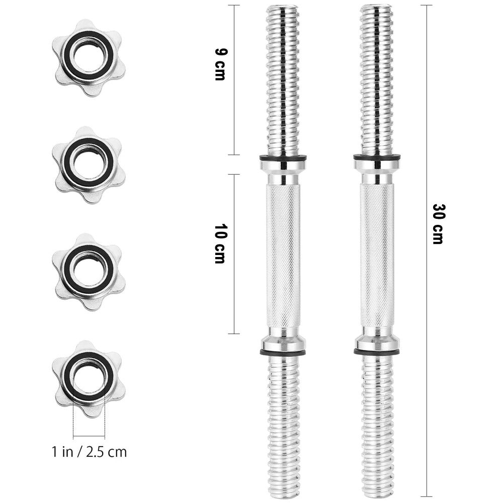 Trade Shop - 2 Manubri Filettati Da 30cm Per Sollevamento Pesi Sport Allenamento Palestra -