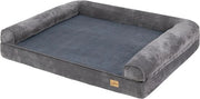 Letto per cani ortopedico - Grande - XXL - Con cuscino rimovibile e coperta lavabile - Grigio
