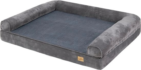 Letto per cani ortopedico - Grande - XXL - Con cuscino rimovibile e coperta lavabile - Grigio