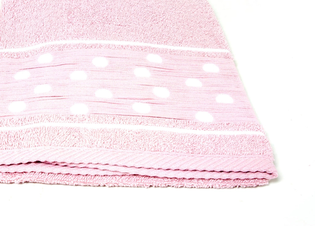 Set Asciugamano Copiola Salvietta Bagno In Spugna 100% Cotone Mod Pois Rosa