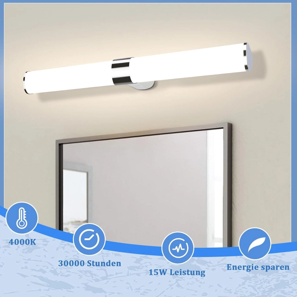 ZMH Lampada da specchio per bagno Moderna 60cm cromata per camera da letto IP44