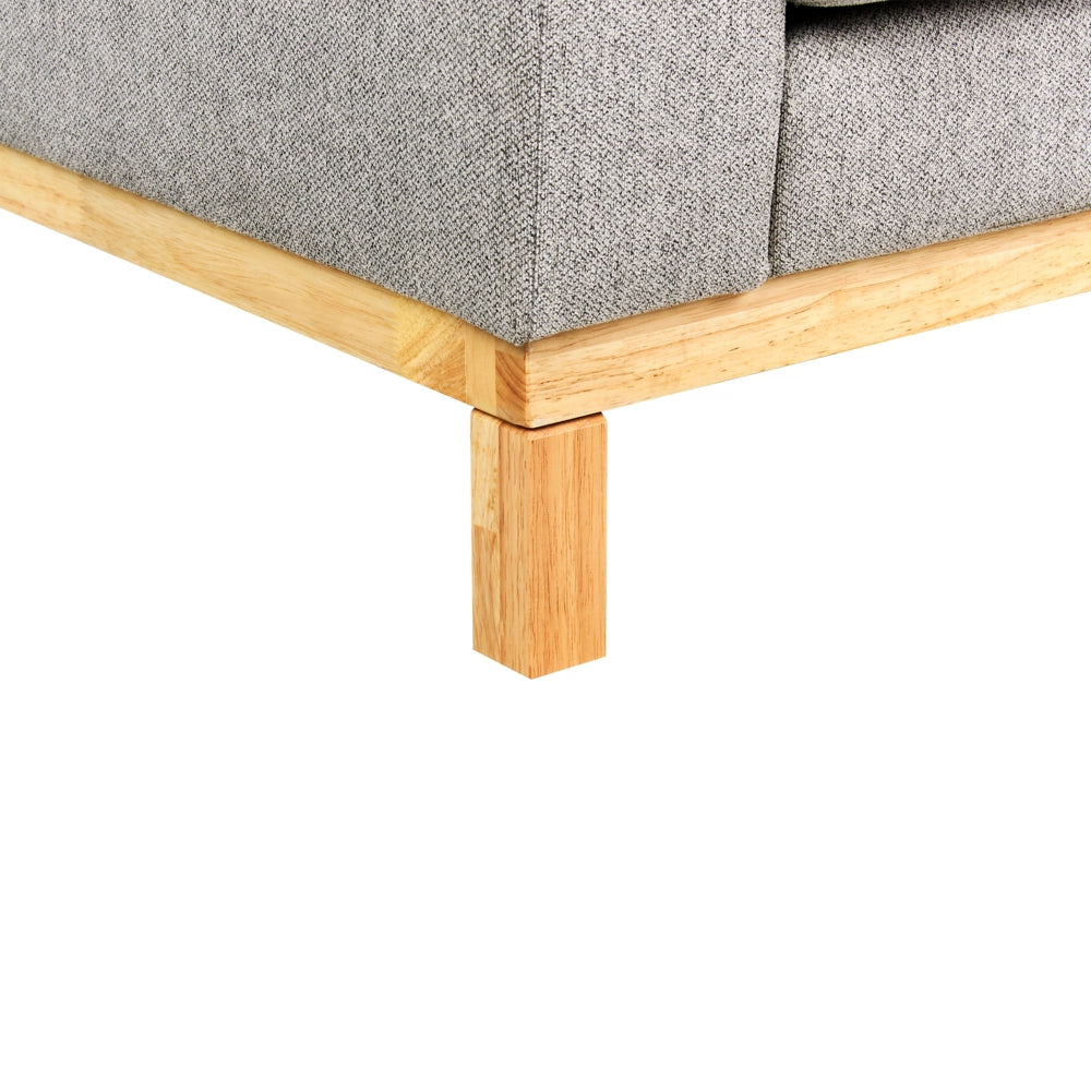 Divano 3 posti in tessuto grigio con gambe in legno chiaro soggiorno stile moderno