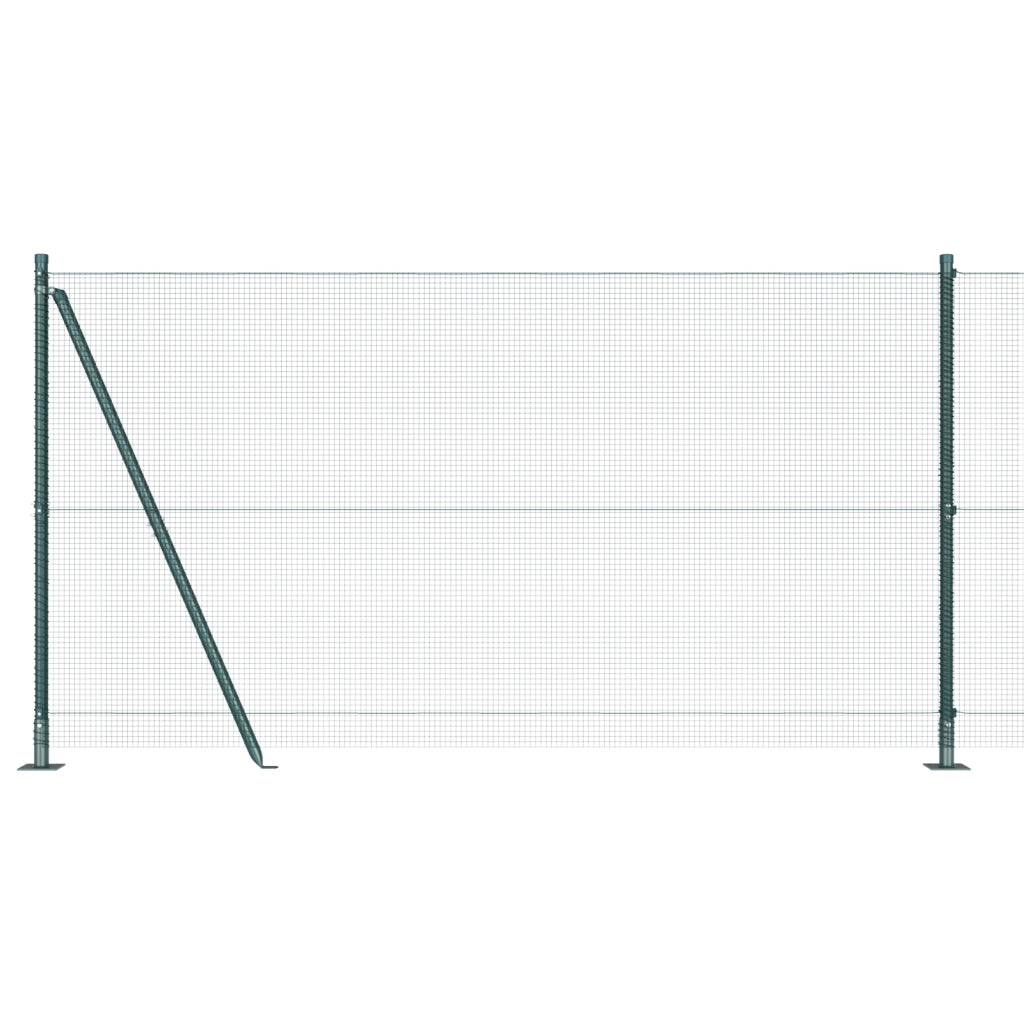 Recinto in Filo Saldato con 13 Pali Flangiati Verde 1.2x25 m Acciaio