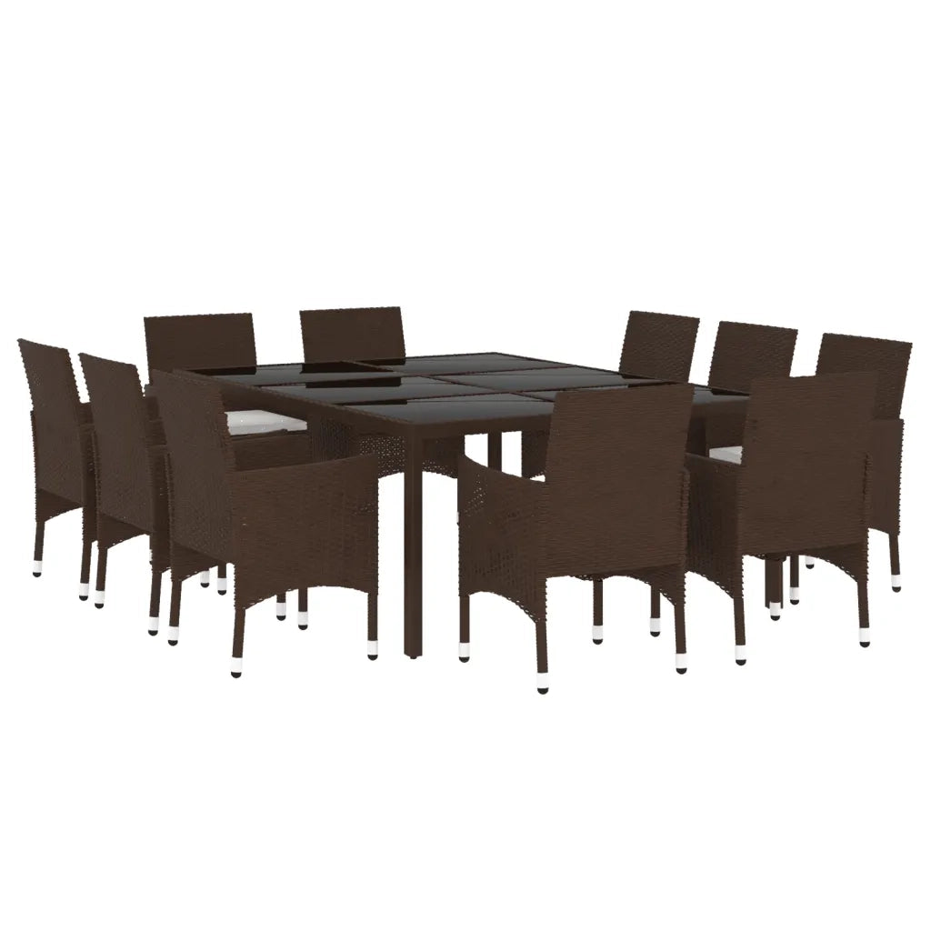 Set da Pranzo da Giardino in Polyrattan 11 pz Marrone cod mxl 37949