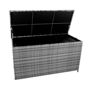 Box Contenitore Rattan Giardino 700L Grigio Baule Esterno con Rivestimento