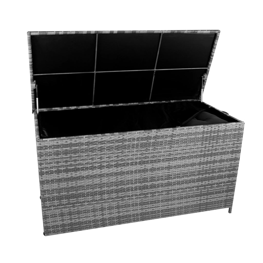Box Contenitore Rattan Giardino 700L Grigio Baule Esterno con Rivestimento
