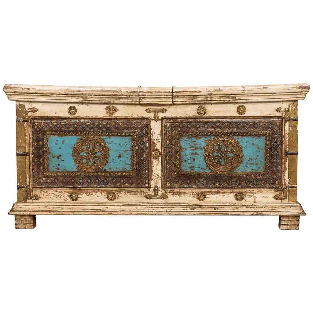Tavolino artigianale in legno bianco, 100x100x47h cm
