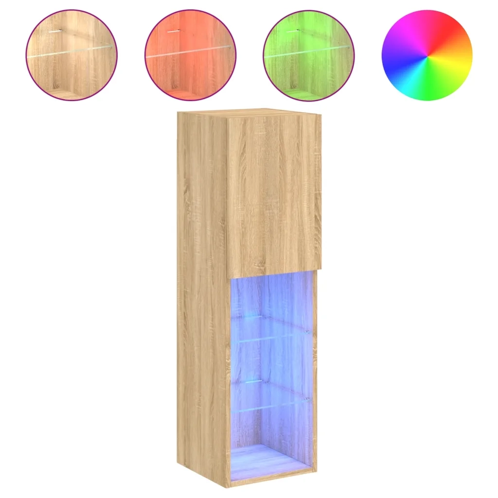 Mobile TV con Luci LED-Credenza per TV Rovere Sonoma 30,5x30x102 cm